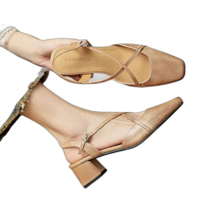 Elegant Burgundy Heels for Women with Block Heel Slingback Closed Toe Cocktail Style