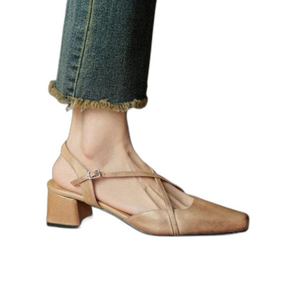 Elegant Burgundy Heels for Women with Block Heel Slingback Closed Toe Cocktail Style