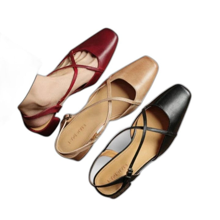 Elegant Burgundy Heels for Women with Block Heel Slingback Closed Toe Cocktail Style