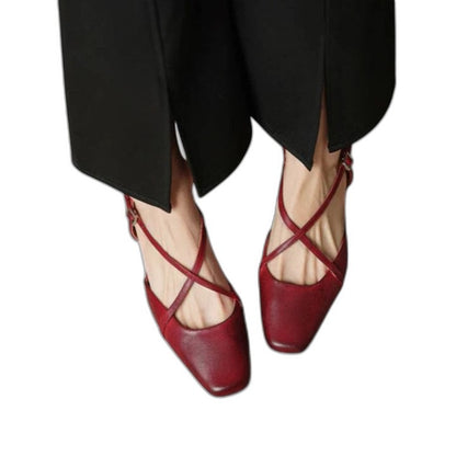 Elegant Burgundy Heels for Women with Block Heel Slingback Closed Toe Cocktail Style