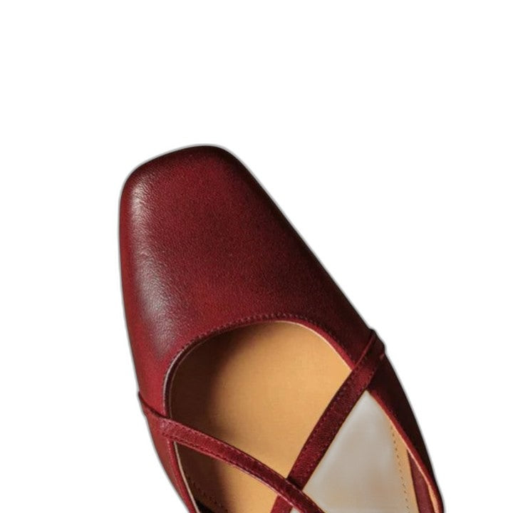 Elegant Burgundy Heels for Women with Block Heel Slingback Closed Toe Cocktail Style
