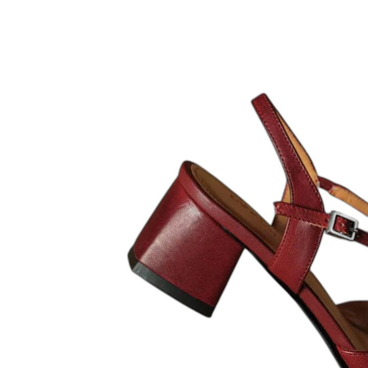 Elegant Burgundy Heels for Women with Block Heel Slingback Closed Toe Cocktail Style