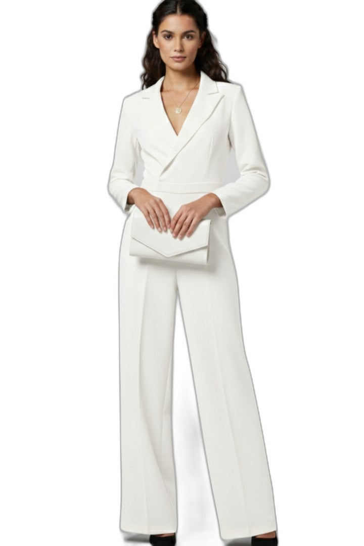 Elegant Burgundy Jumpsuit for Women with V Neck Long Sleeve Wrap Wide Leg Cocktail Style