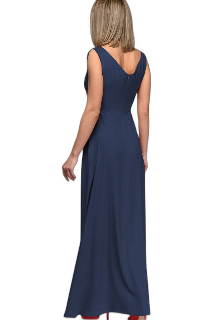 Elegant Burgundy Maxi Dress for Women with V Neck Sleeveless Bodycon Formal Style