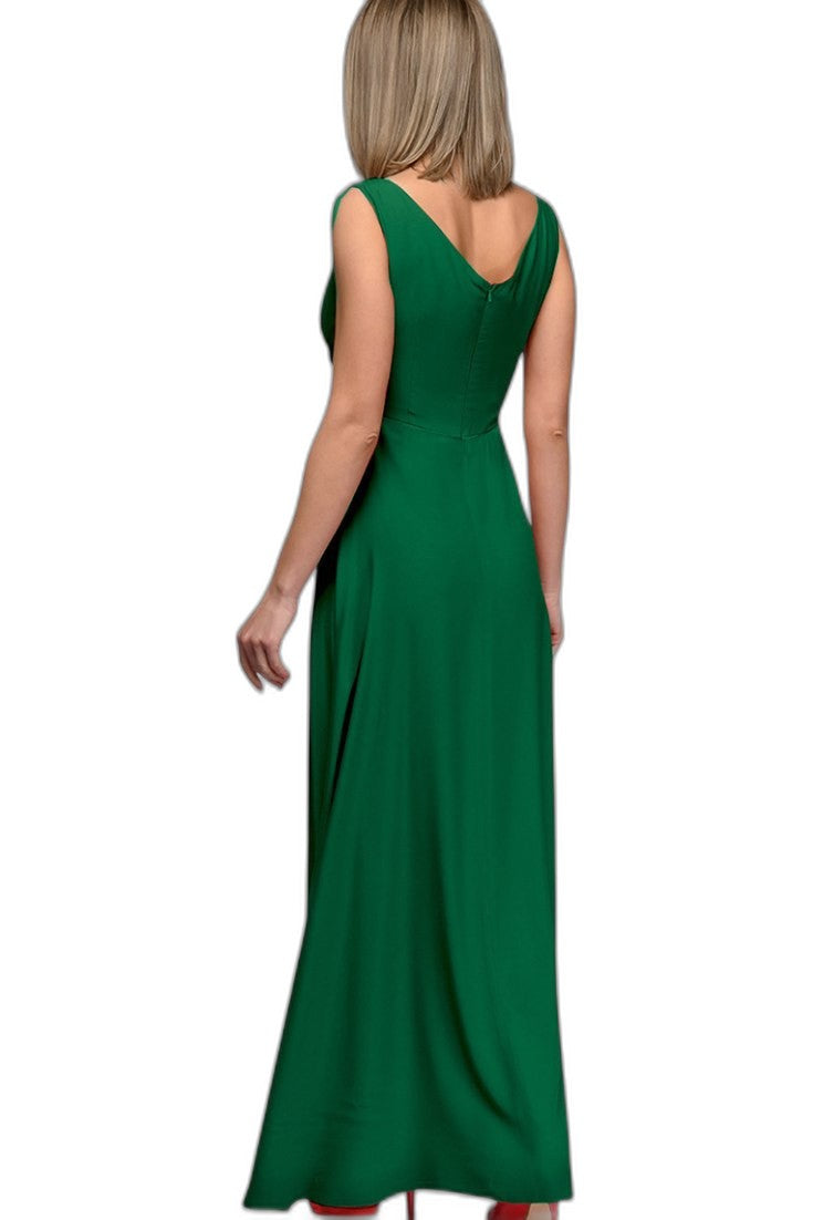 Elegant Burgundy Maxi Dress for Women with V Neck Sleeveless Bodycon Formal Style