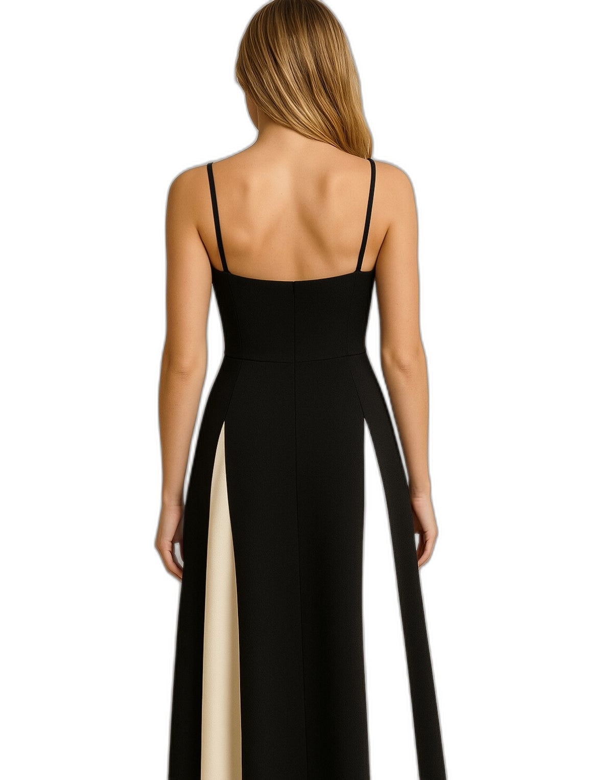 Elegant Color Block Maxi Dress for Women with Sweetheart Sleeveless A Line Formal Style