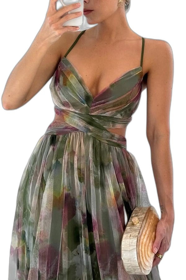 Elegant Floral Maxi Dress for Women with Halter Sleeveless Flowing Party Style