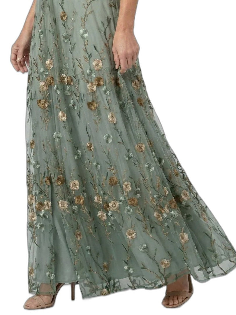 Elegant Floral Maxi Dress for Women with V Neck Elbow Sleeve Wrap Formal Wedding Guest Style