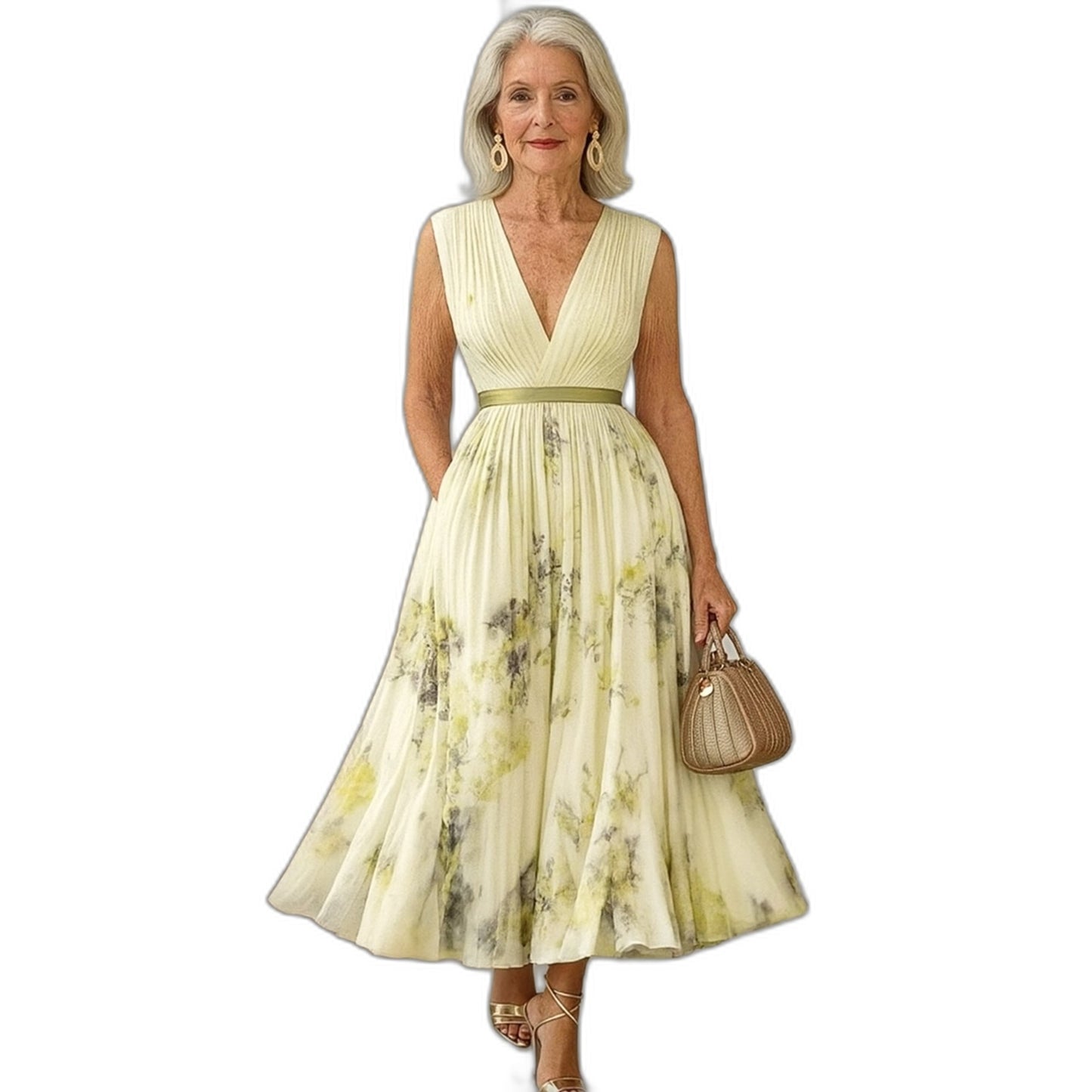Elegant Floral Maxi Dress for Women with V Neck Sleeveless Tiered Belted Flowing Formal Wedding Guest Style