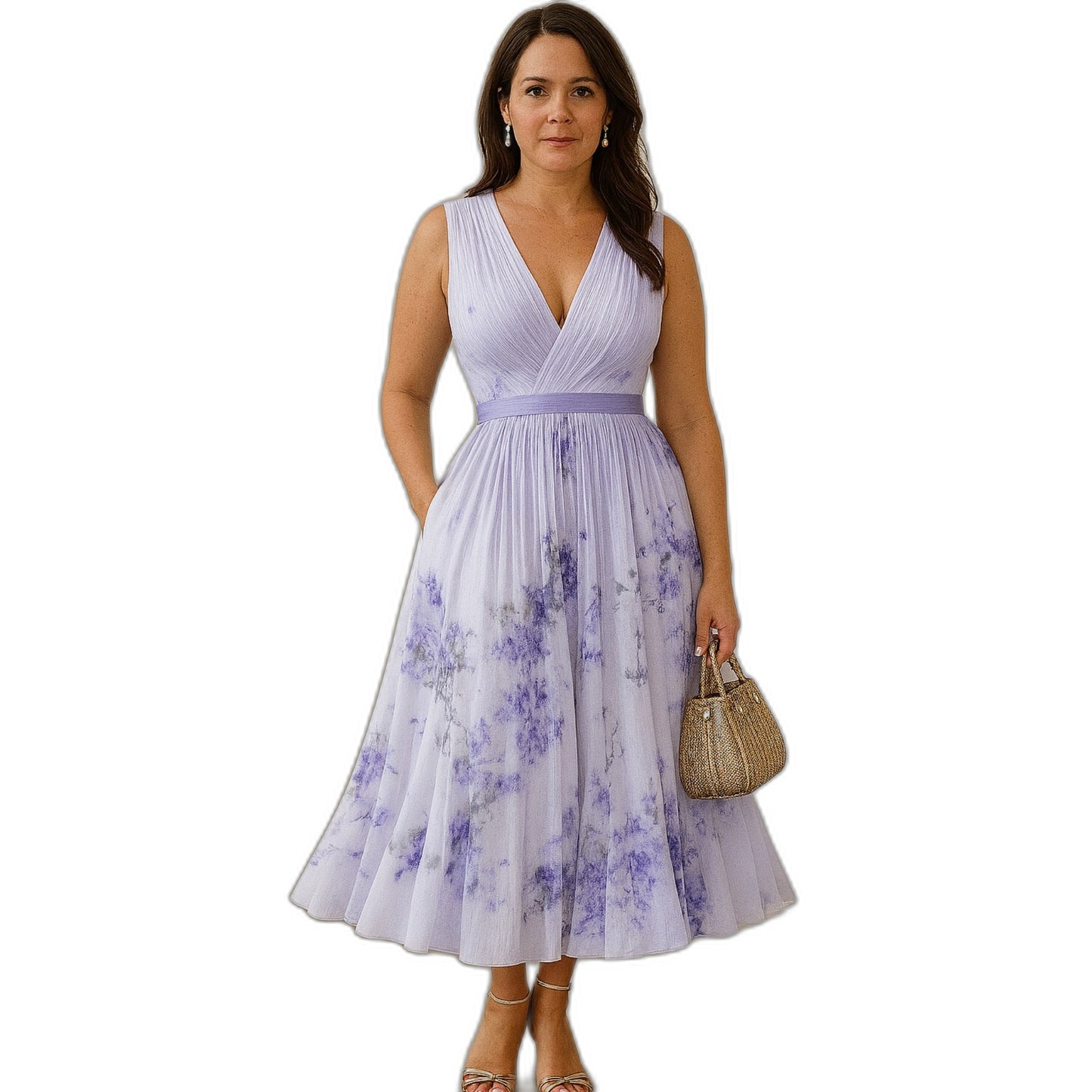 Elegant Floral Maxi Dress for Women with V Neck Sleeveless Tiered Belted Flowing Formal Wedding Guest Style