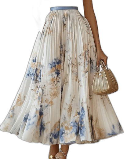 Elegant Floral Midi Dress for Women with V Neck Sleeveless A Line Pleated Belted Formal Wedding Guest Style