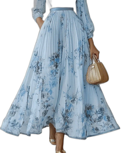 Elegant Floral Midi Dress for Women with V Neck Sleeveless A Line Pleated Belted Formal Wedding Guest Style