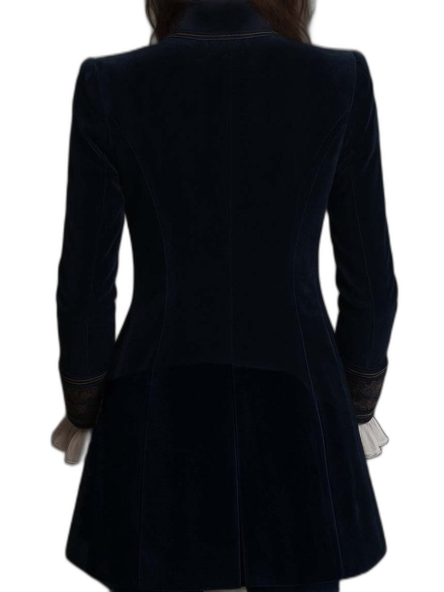 Elegant Geometric Blazer for Women with Collared Long Sleeve Button Front Cocktail Style