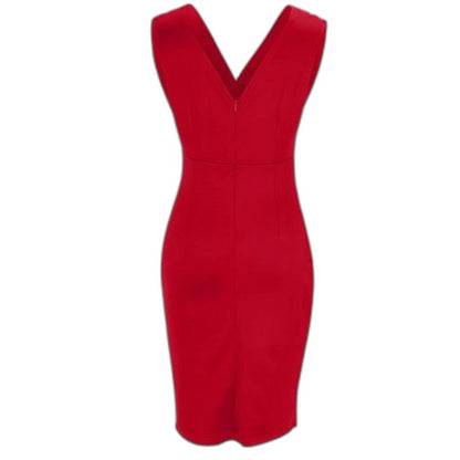 Elegant Green Satin Midi Dress for Women with V Neck Sleeveless Bodycon Wrap Cocktail Style