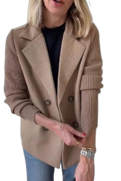Elegant Knit Blazer for Women with Collared Long Sleeve Button Front Office Style