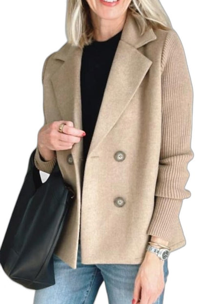 Elegant Knit Blazer for Women with Collared Long Sleeve Button Front Office Style