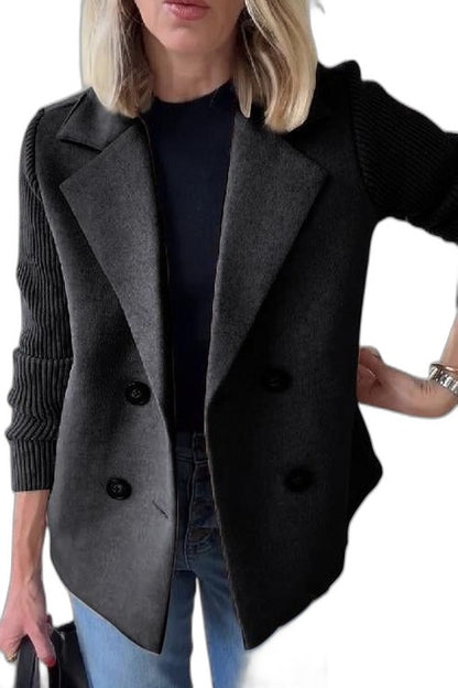 Elegant Knit Blazer for Women with Collared Long Sleeve Button Front Office Style