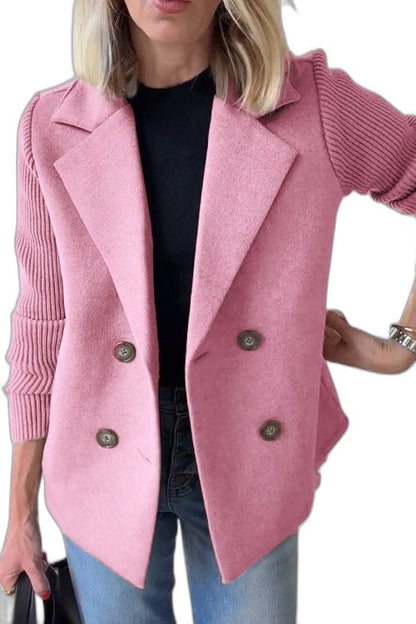 Elegant Knit Blazer for Women with Collared Long Sleeve Button Front Office Style