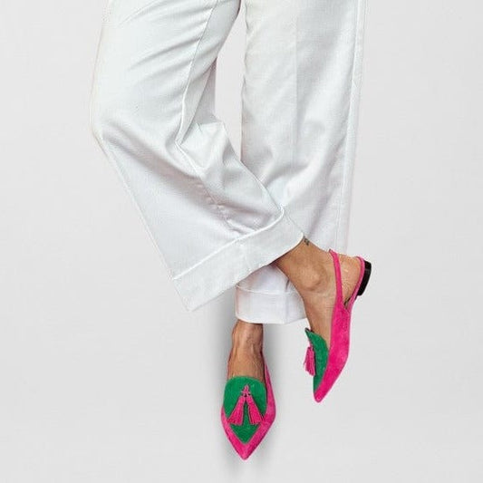 Elegant Mules for Women with Fringe Slingback Pointed Toe Cocktail Style