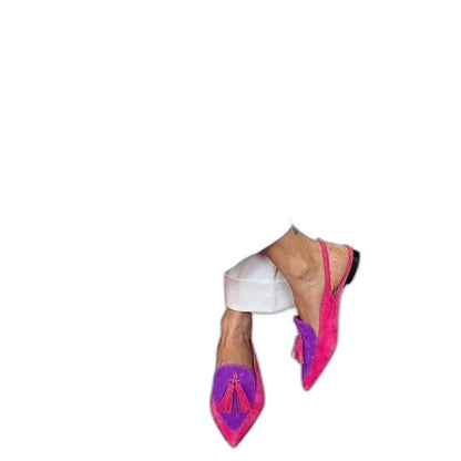 Elegant Mules for Women with Fringe Slingback Pointed Toe Cocktail Style