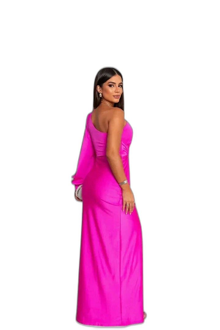 Elegant Olive Satin Maxi Dress for Women with One Shoulder Sleeveless Wrap Ruched Cocktail Style