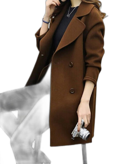 Elegant Olive Trench Coat for Women with Collared Long Sleeve Button Front Belted Office Style