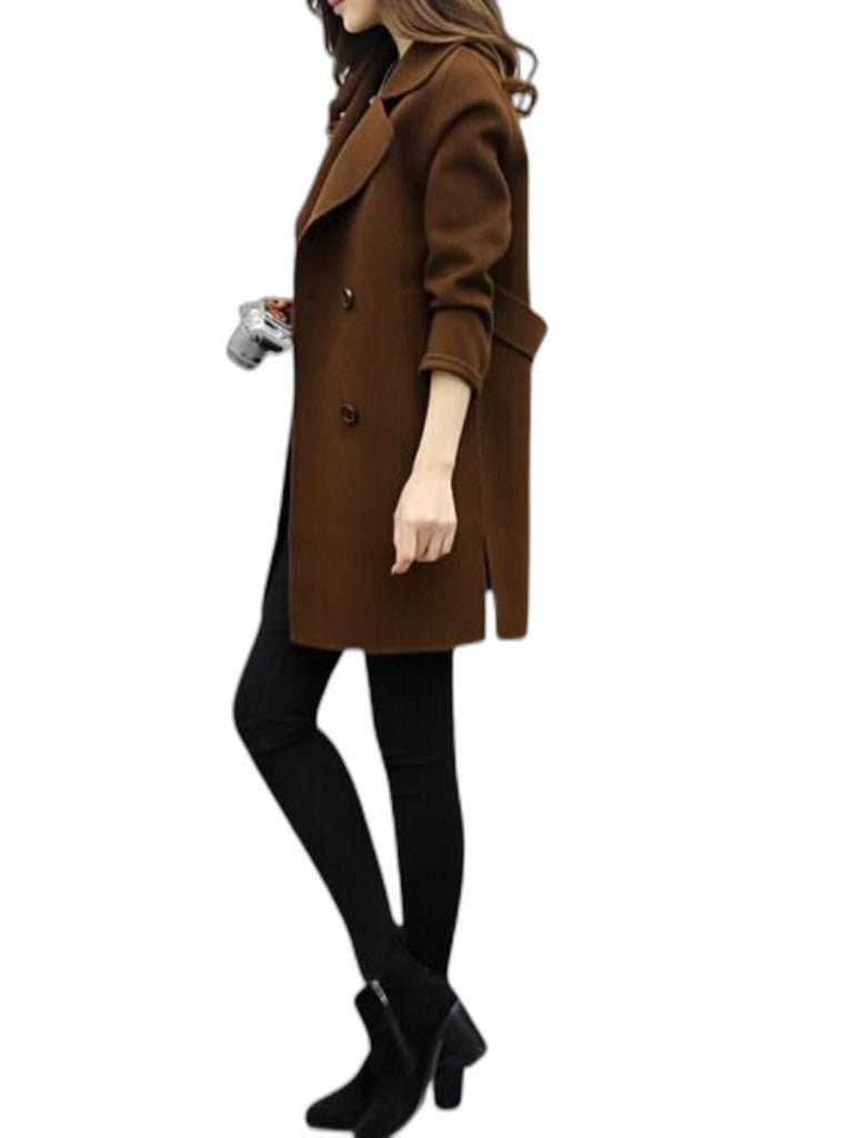 Elegant Olive Trench Coat for Women with Collared Long Sleeve Button Front Belted Office Style