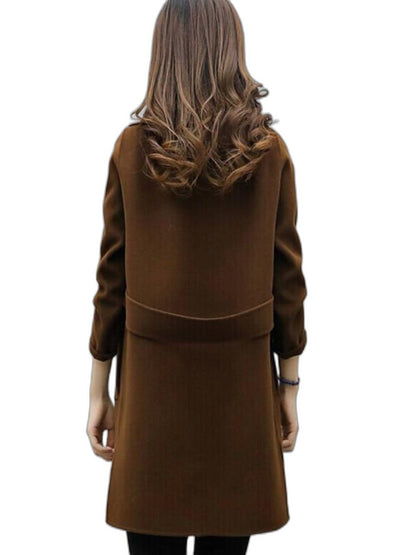 Elegant Olive Trench Coat for Women with Collared Long Sleeve Button Front Belted Office Style