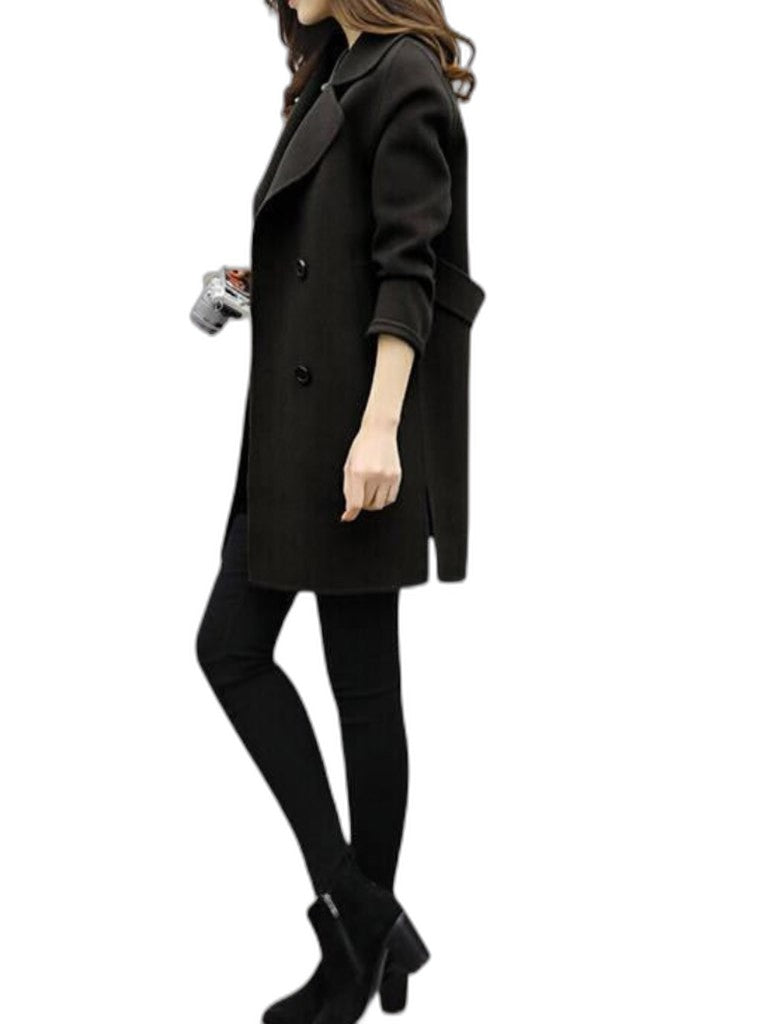 Elegant Olive Trench Coat for Women with Collared Long Sleeve Button Front Belted Office Style
