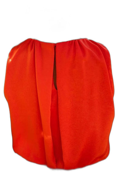 Elegant Orange Chiffon Maxi Dress for Women with Sleeveless Flowing Vacation Style