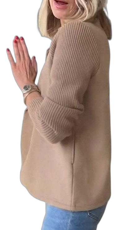 Elegant Pink Knit Blazer for Women with Collared Long Sleeve Button Front Office Style