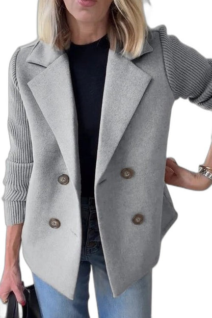 Elegant Pink Knit Blazer for Women with Collared Long Sleeve Button Front Office Style