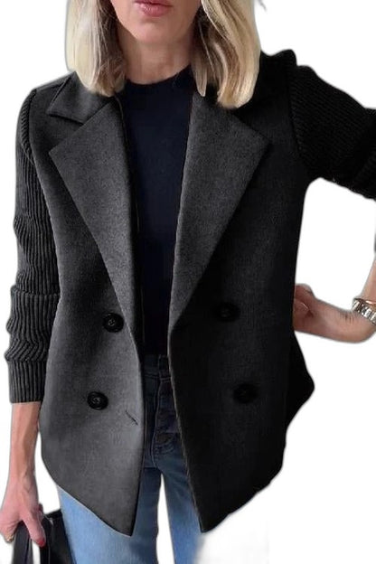 Elegant Pink Knit Blazer for Women with Collared Long Sleeve Button Front Office Style