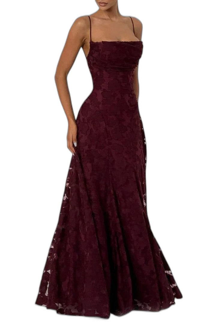 Elegant Pink Lace Maxi Dress for Women with Strapless A Line Formal Style