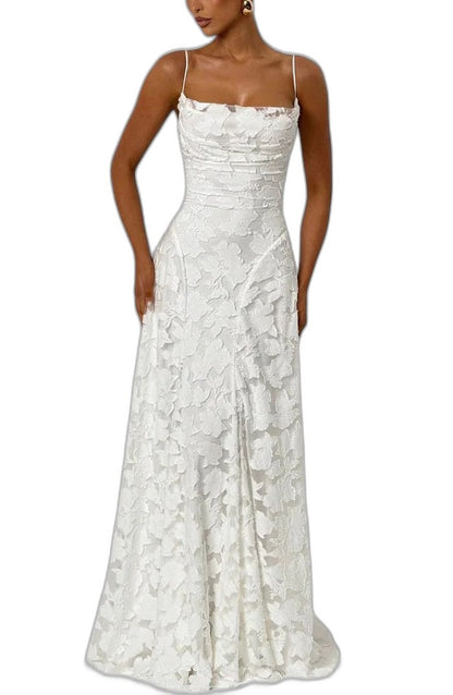 Elegant Pink Lace Maxi Dress for Women with Strapless A Line Formal Style