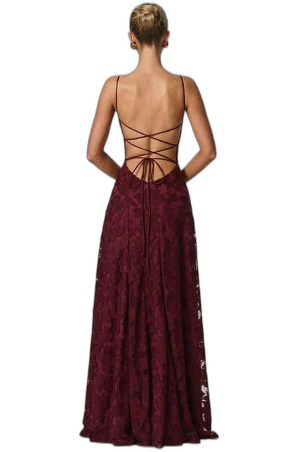 Elegant Pink Lace Maxi Dress for Women with Strapless A Line Formal Style