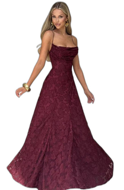 Elegant Pink Lace Maxi Dress for Women with Strapless A Line Formal Style