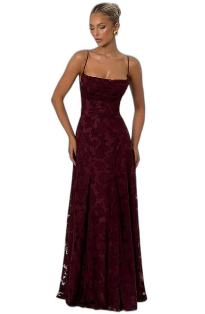 Elegant Pink Lace Maxi Dress for Women with Strapless A Line Formal Style