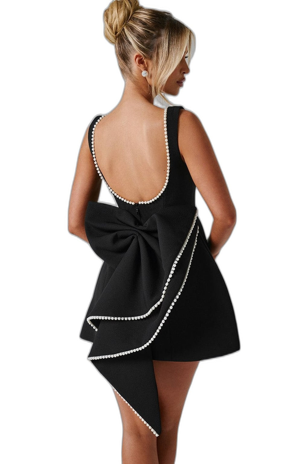 Elegant Pink Mini Dress for Women with Boat Neck Sleeveless Fit And Flare Pockets Party Style