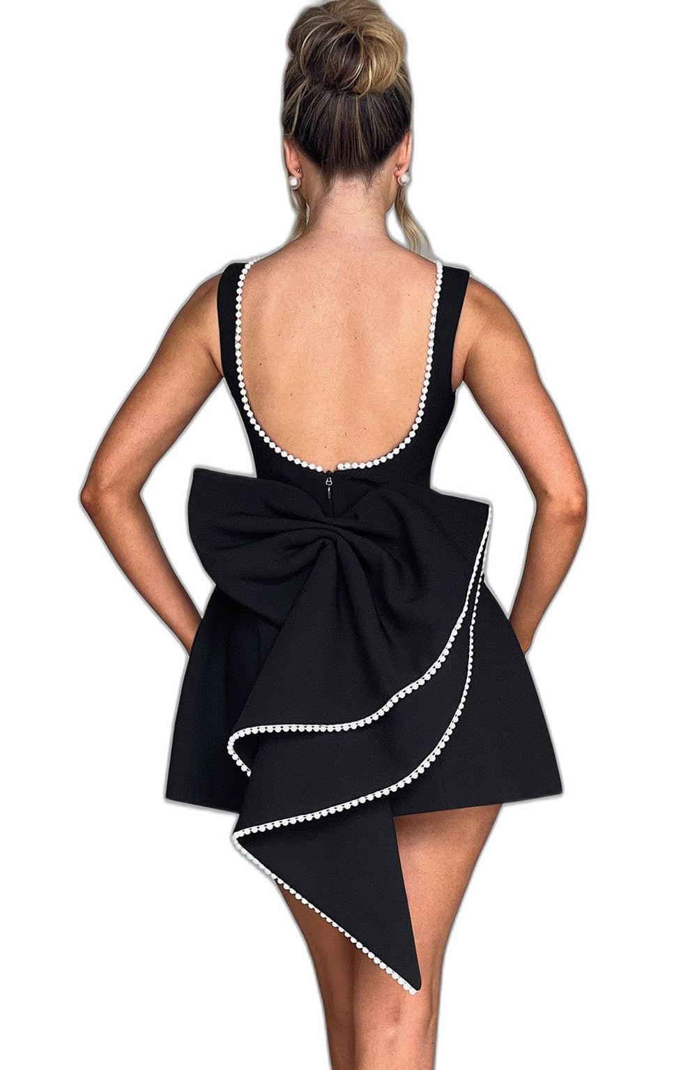 Elegant Pink Mini Dress for Women with Boat Neck Sleeveless Fit And Flare Pockets Party Style