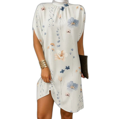 Elegant Pink Mini Dress for Women with High Neck Cap Sleeve Ruched Cocktail Style