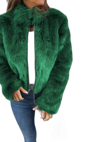 Elegant Purple Jacket for Women with Long Sleeve Cropped Fur Lined Party Style