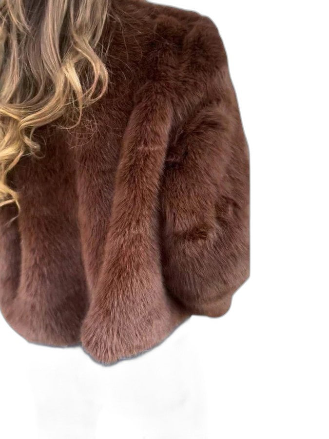 Elegant Purple Jacket for Women with Long Sleeve Cropped Fur Lined Party Style