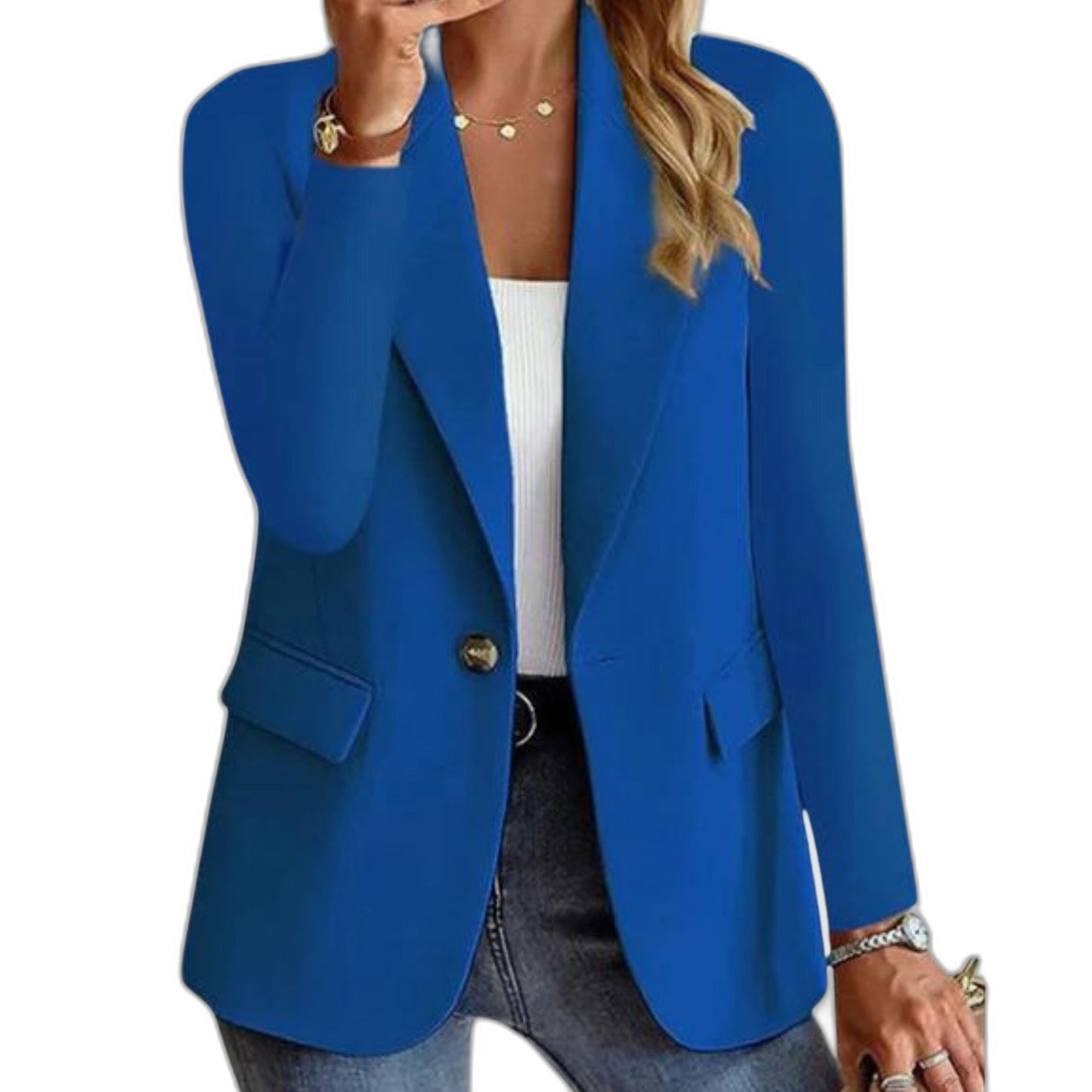 Elegant Red Blazer for Women with Collared Long Sleeve Button Front Pockets Office Style