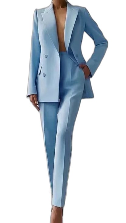 Elegant Red Two Piece Set for Women with Button Front Straight Leg Formal Style