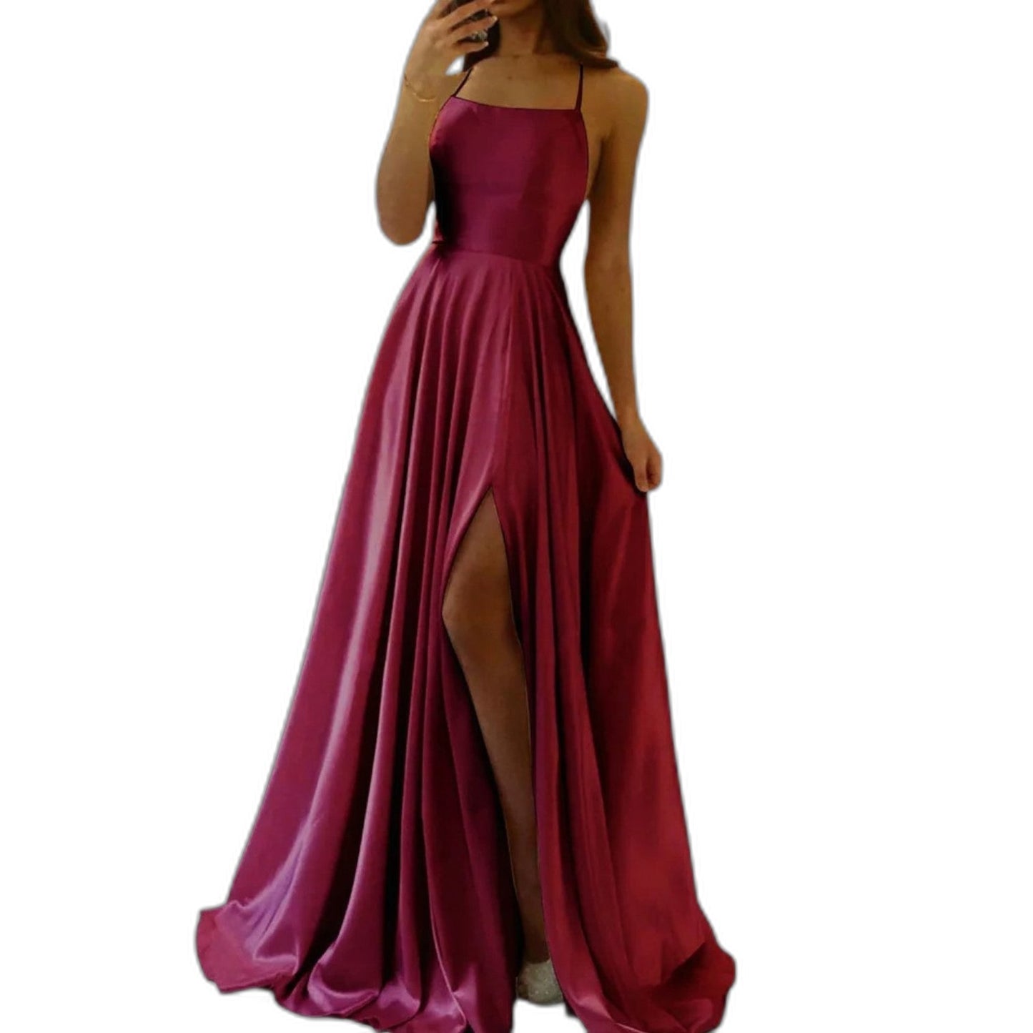 Elegant Sage Green Satin Maxi Dress for Women with Square Neck Sleeveless A Line Flowing Formal Style