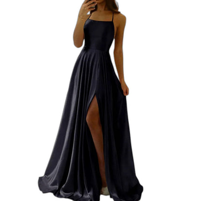 Elegant Sage Green Satin Maxi Dress for Women with Square Neck Sleeveless A Line Flowing Formal Style