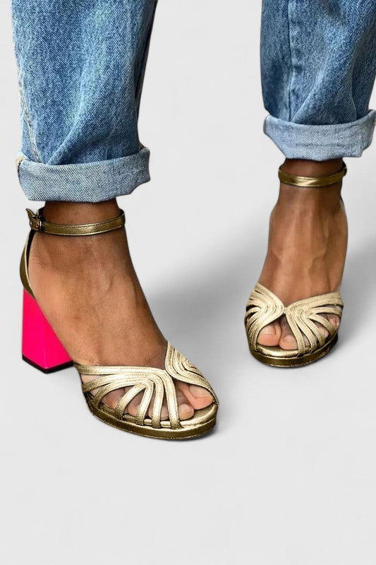Elegant Sandals for Women with Block Heel Ankle Strap Open Toe Cocktail Style