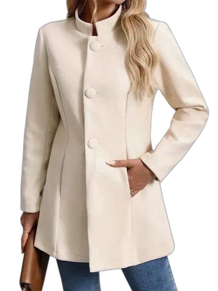 Elegant Tan Blazer for Women with Collared Long Sleeve Belted Office Style