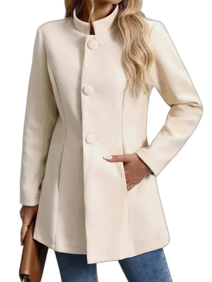 Elegant Tan Blazer for Women with Collared Long Sleeve Belted Office Style